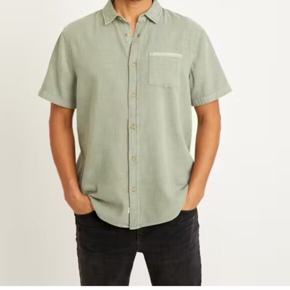 New Marine Layer Men Selvage Cotton Faded Olive Short Sleeve Shirt Szie S - Picture 2 of 10